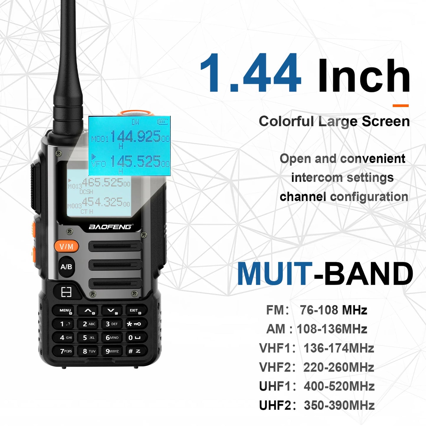 UV-K68 Walkie Air Band Radio TYPE-C K68 Charge UHF VHF DTMF FM NOAA Wireless Frequency Two Way