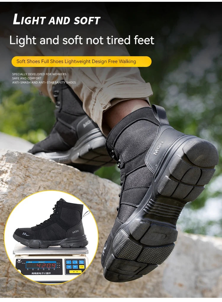 Boots Indestructible Safety Men Steel Toe Puncture-Proof Sneakers; Women Non Slip Work Shoes