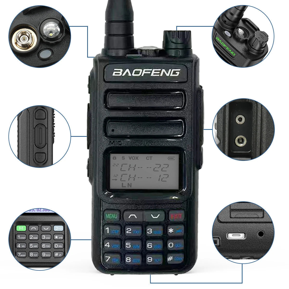 TH 15S Ham Handheld Radio 5w Uhf Vhf Two Way Radio Long Range Handheld Dual Band Walkie Talkie
