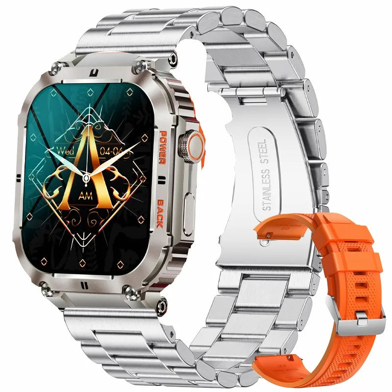 Outdoor Sports Fitness Smartwatch Men 1.96 Inch Screen Bluetooth Waterproof Watches Blood Oxygen