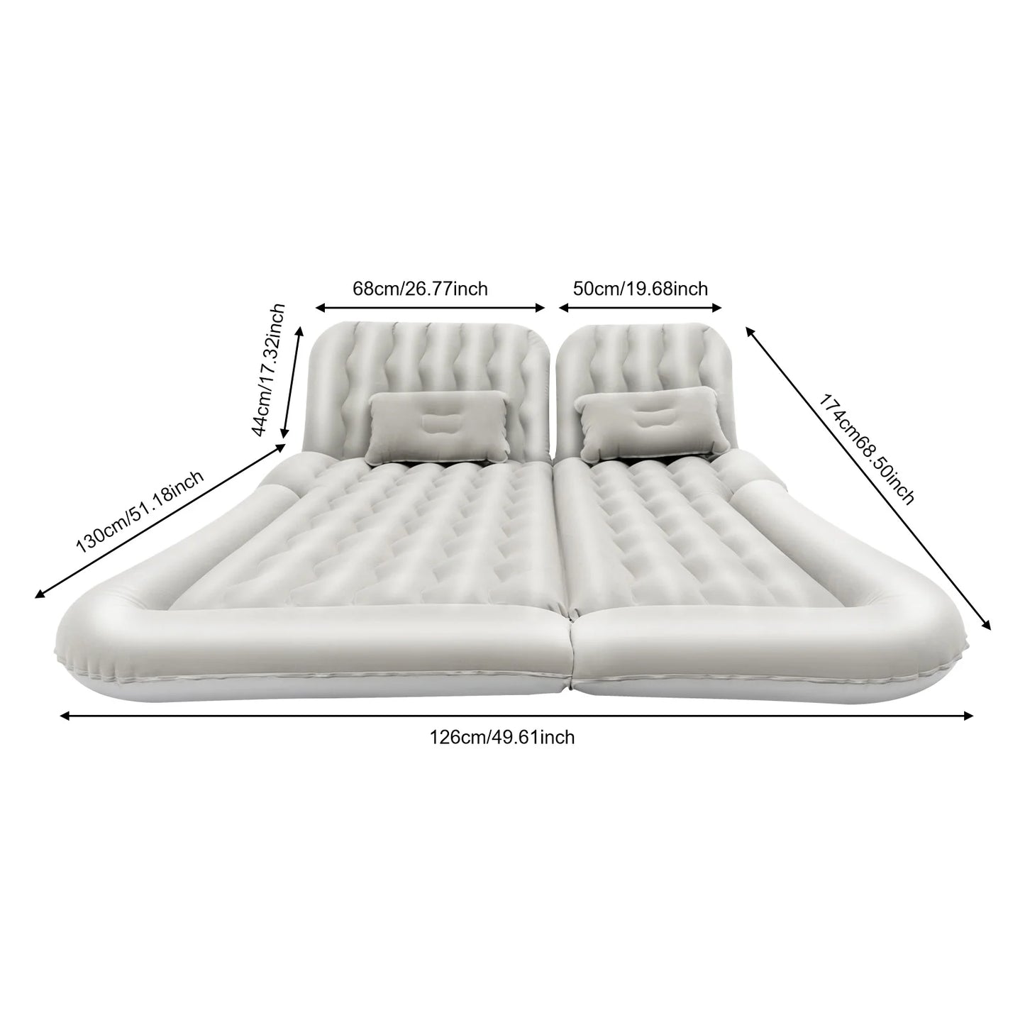 Inflatable Bed with Headrest Foldable PVC Travel Mattress Picnic Camping Flocking Soft Sleeping Cushion