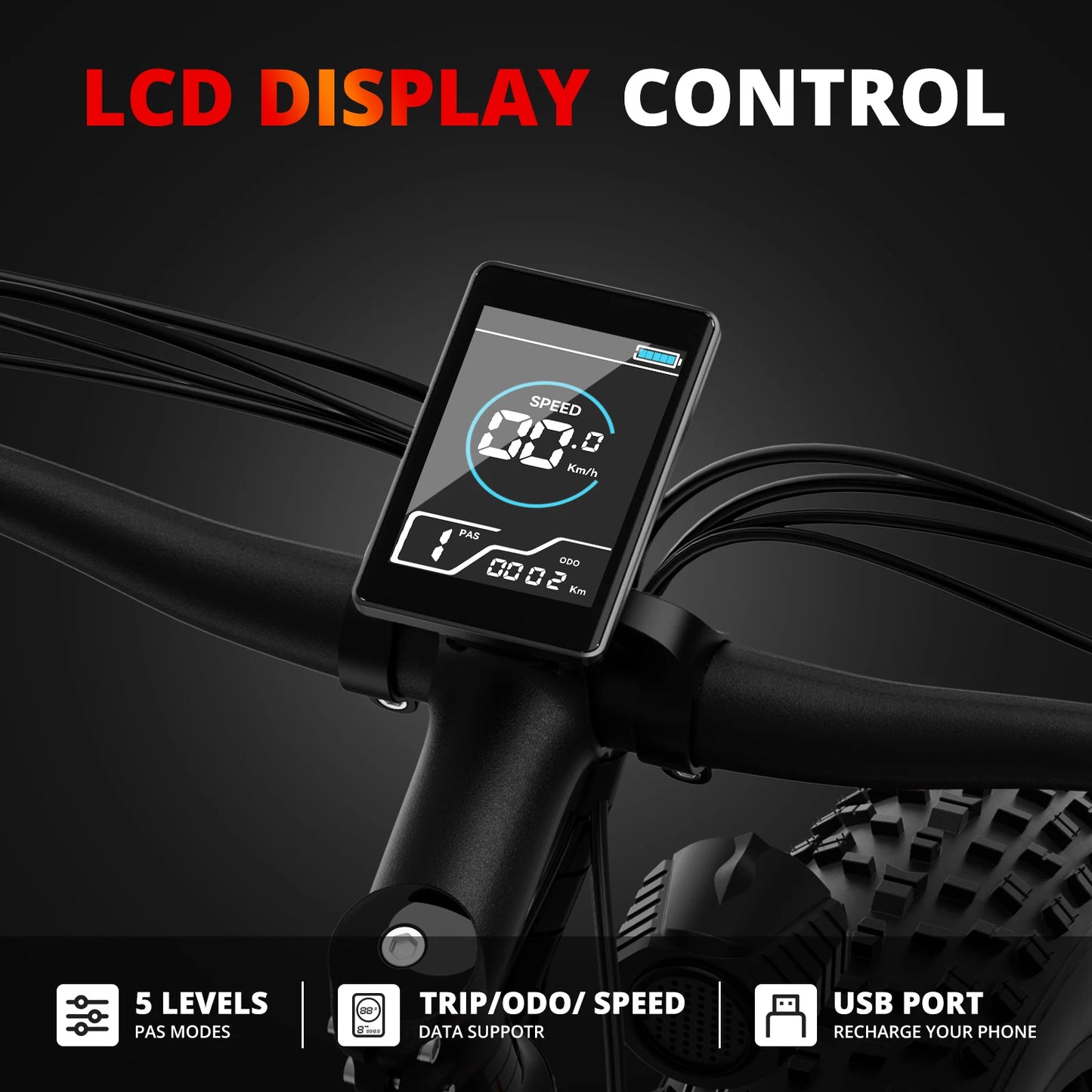 EB26 Electric Bike for Adults 1000W 48V 15AH 26" Fat Tire Mountain 31mph Dual Shock Absorber