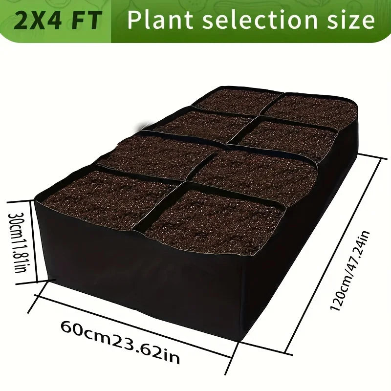 Garden Bed, 128 Gallon 8 Grids Plant Grow Bags, 3x6FT Breathable Planter Raised ,Vegetables Flowers