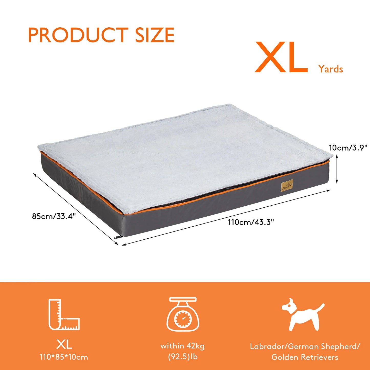 Dog Pet Bed Large Padded Orthopedic Foam Cushion with Washable Cover