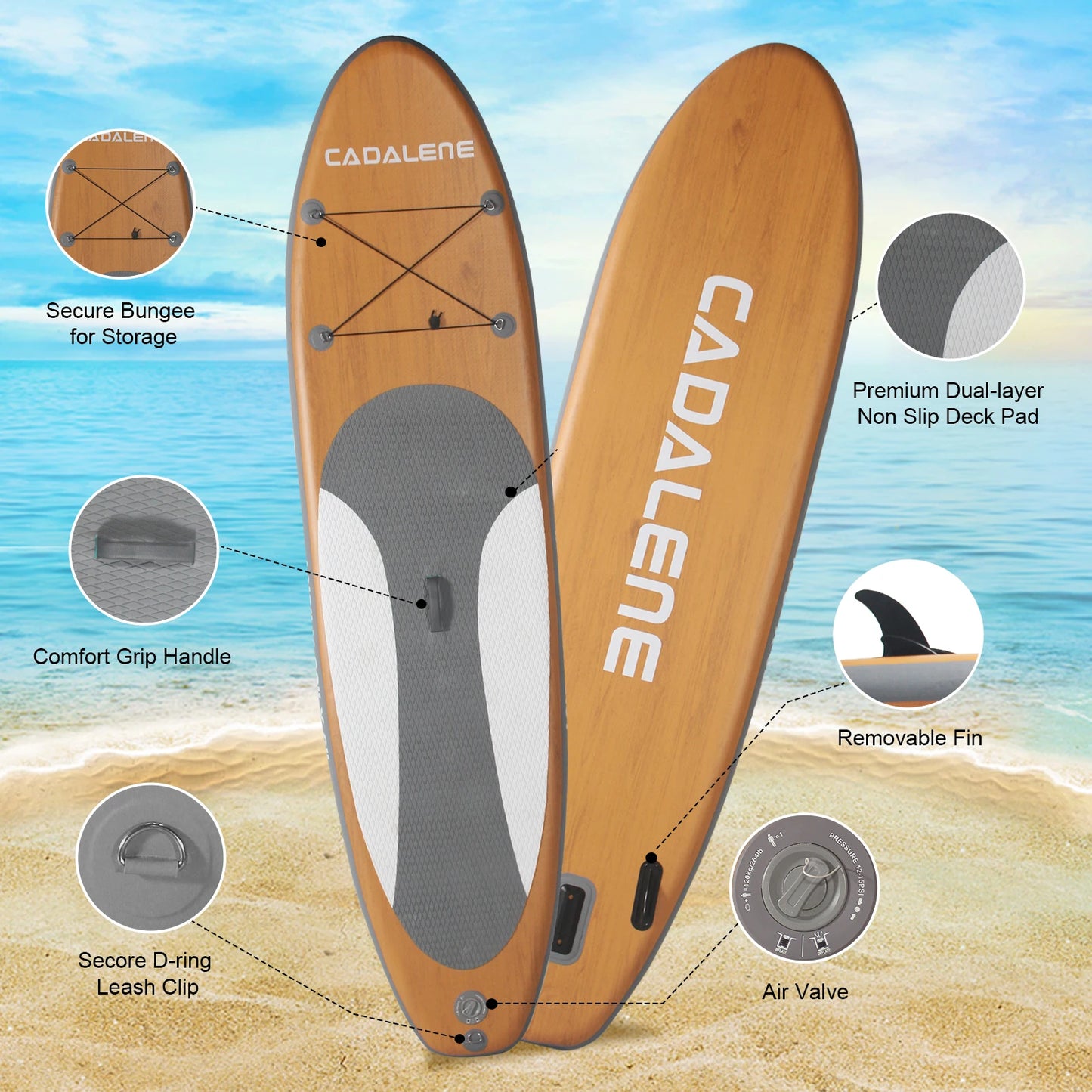 CADALENE Inflatable Paddle Board, Stand Up,adult, Sup Board with Premium Sup Accessories
