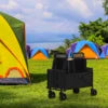 Black Small Handcart Folding Cart Collapsible Utility Wagon Portable Picnic Beach