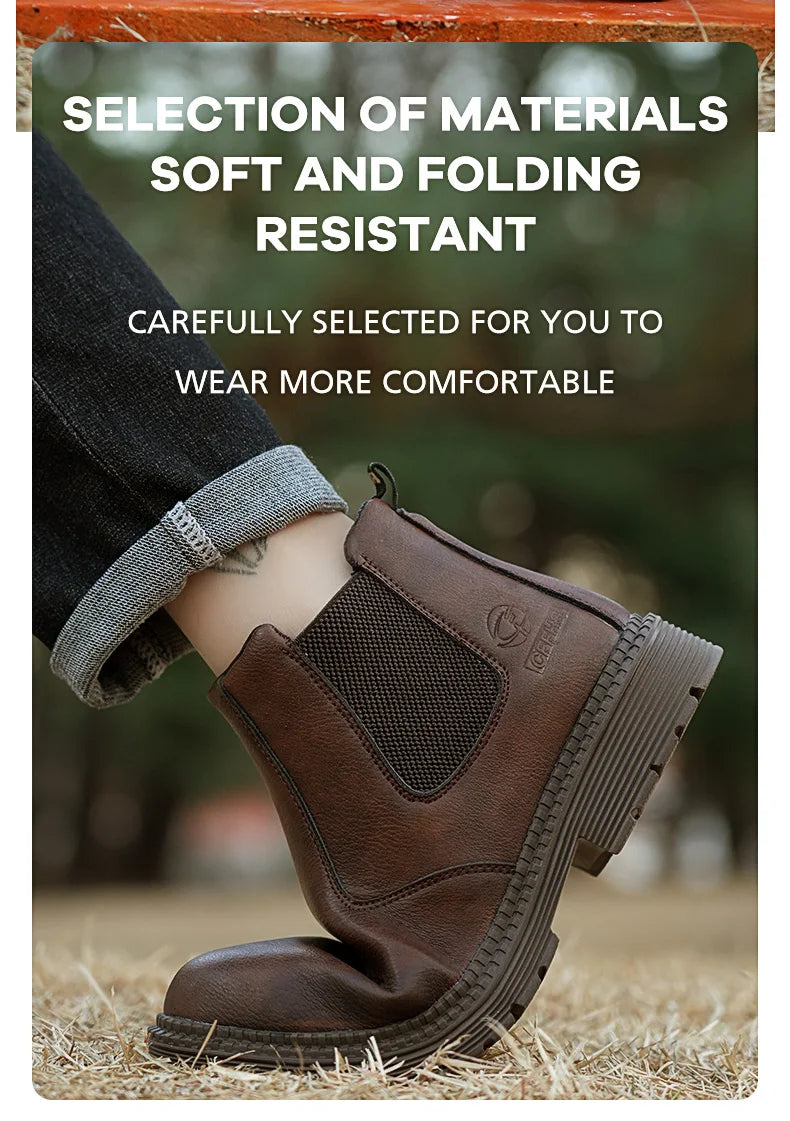 Anti-smash and anti-puncture work shoes high top four seasons safety shoes