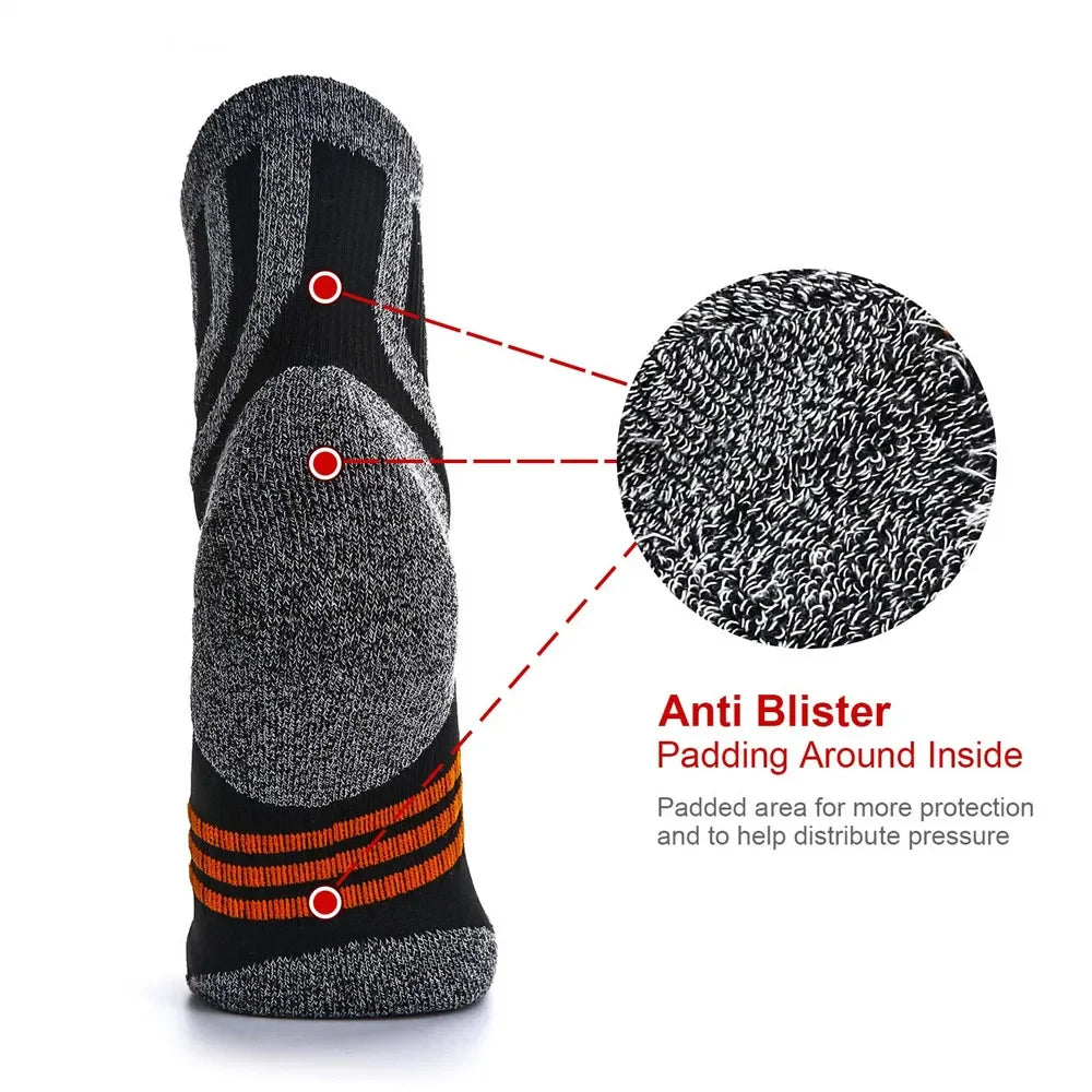 5 Pairs Socks Men Anti Blister Autumn Winter Terry Sports Cycling Marathon Camping Trekking Rugby