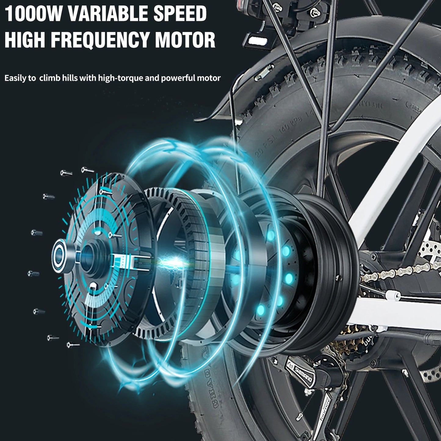 L20 Folding E-Bicycle 1000w Motor 48V Removable Battery ,Adult 20 Inch Fat Tire Foldable E Bike