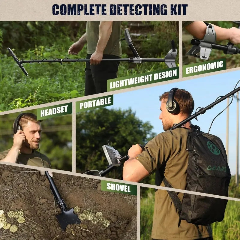 Pinpt Metal Detector WtrPRF Gold-Silver,Advanced SP Chip, + Accuracy,Bigger LCD Display,12"IP68 Coil