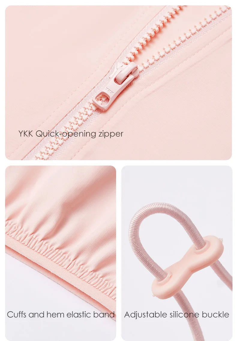 Sunscreen Jackets Women UV Protection Clothing UPF50+ Hoodie Breathable Coats, Running Cycling
