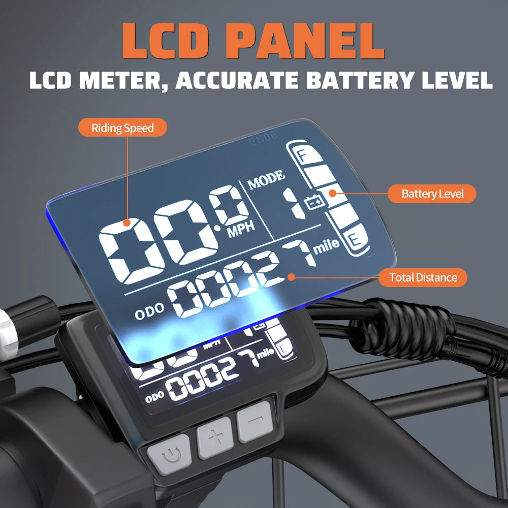 LD20 Electric bike 1500W Motor 48V20AH Removable Battery Dual Disc Brake 20×4 Inch Fat Tire Snow
