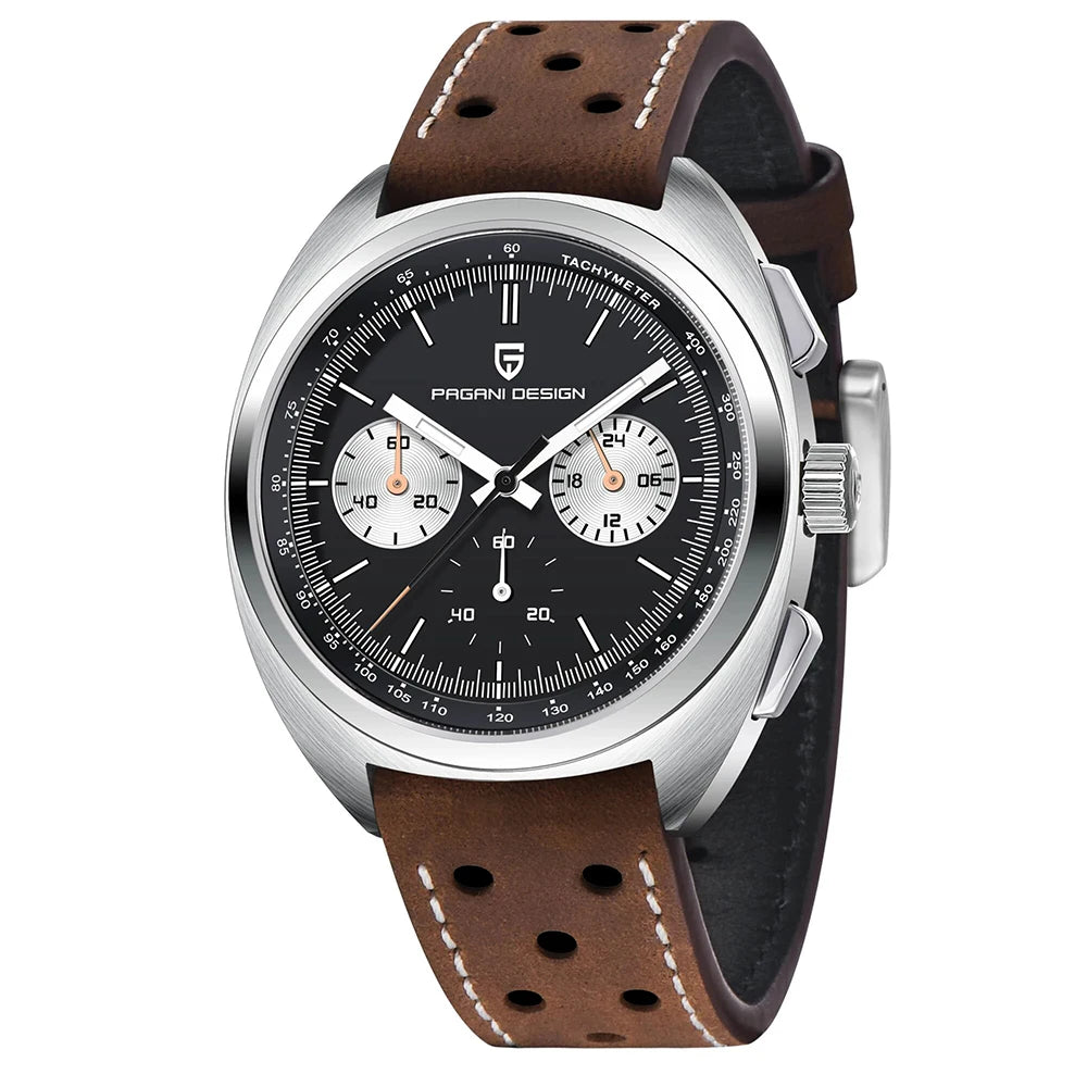 PAGANI DESIGN 2024 Retro Luxury,Chronograph VK63 Quartz,AR Sapphire Waterproof Leather