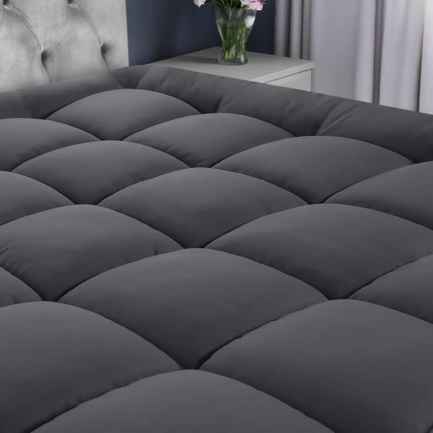 1000GSM Luxury Extra Thick Mattress Pad - Premium Quilted Topper, Breathable Soft, 21" Deep Pocket