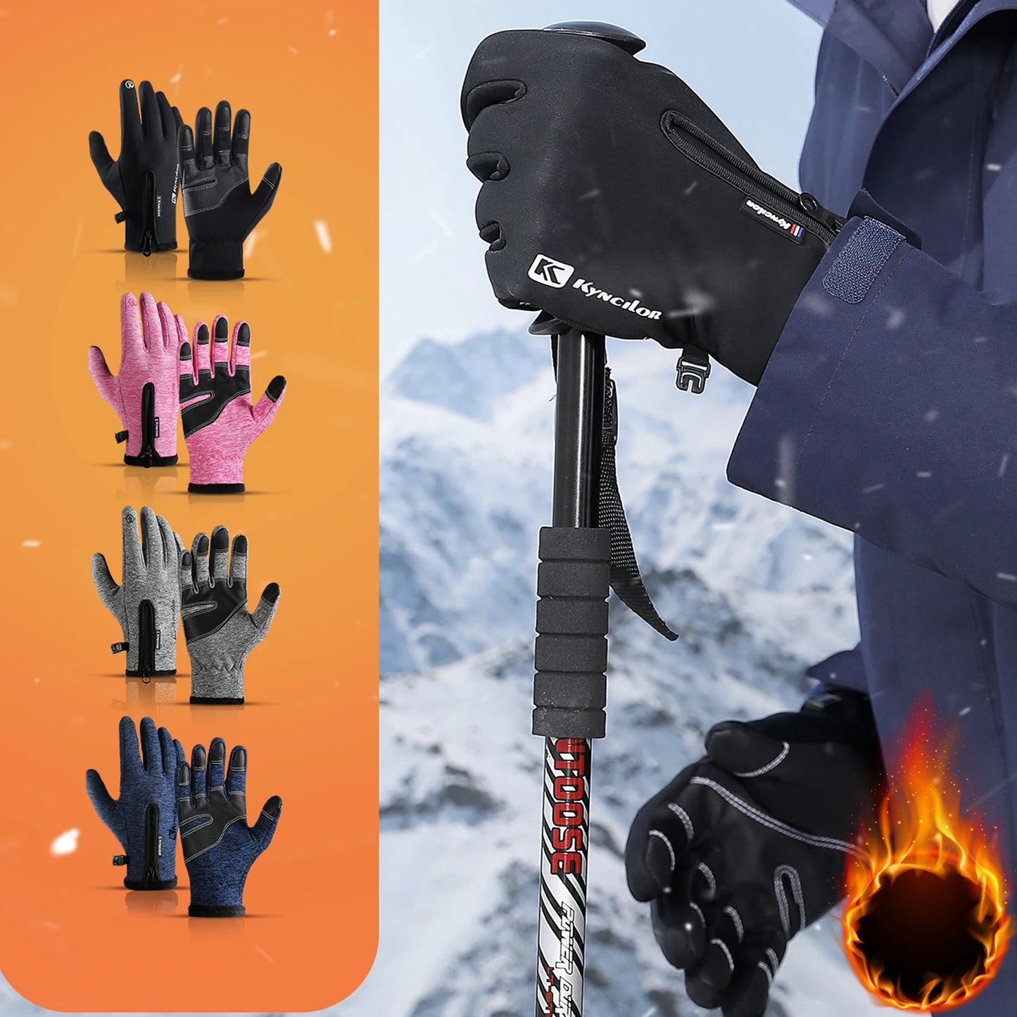 Cycling Gloves Touchscreen Full Finger Winter, Waterproof Guantes Bike Skiing Motorcycle Riding,etc