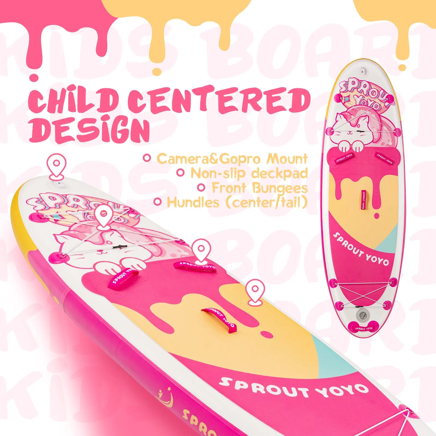 Kids Stand Up Paddle Board, Inflatable SUP Accessories, Wide Stable Design.