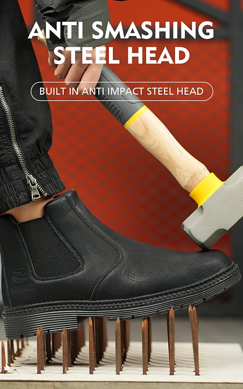 Anti-smash and anti-puncture work shoes high top four seasons safety shoes