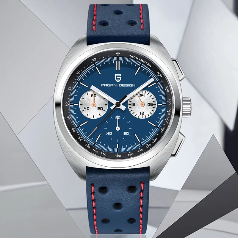PAGANI DESIGN 2024 Retro Luxury,Chronograph VK63 Quartz,AR Sapphire Waterproof Leather