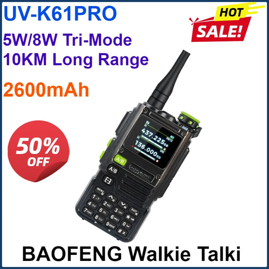 2600mAh 5W K61PRO Air Band Walkie, 65-600MHz 640Ch Scrambler Dual Sweep FM VOX K61 Pro GMRS 2Way
