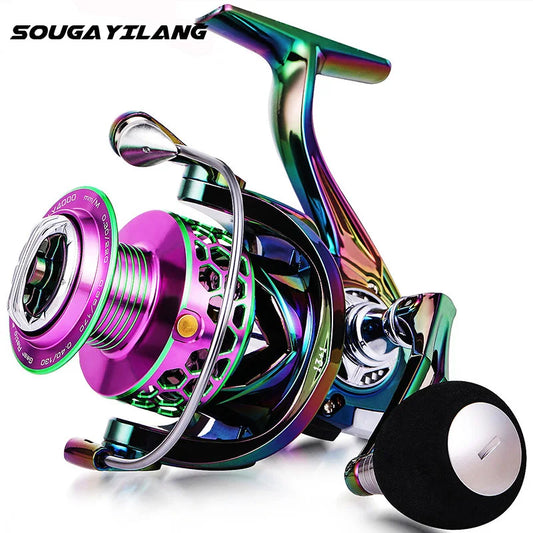 Fishing Reel Colorful Alum Spool Ultra Smooth Light Weight Spin Reel 13+1 BB for Carp Bass Trout