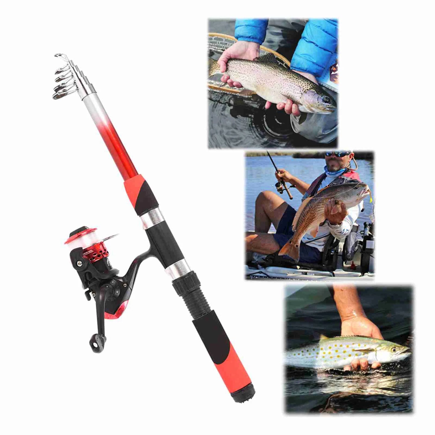 Fishing Pole Combo Set 2.1m Telescopic Rod & Reel Complete Kit fishing tackle inded