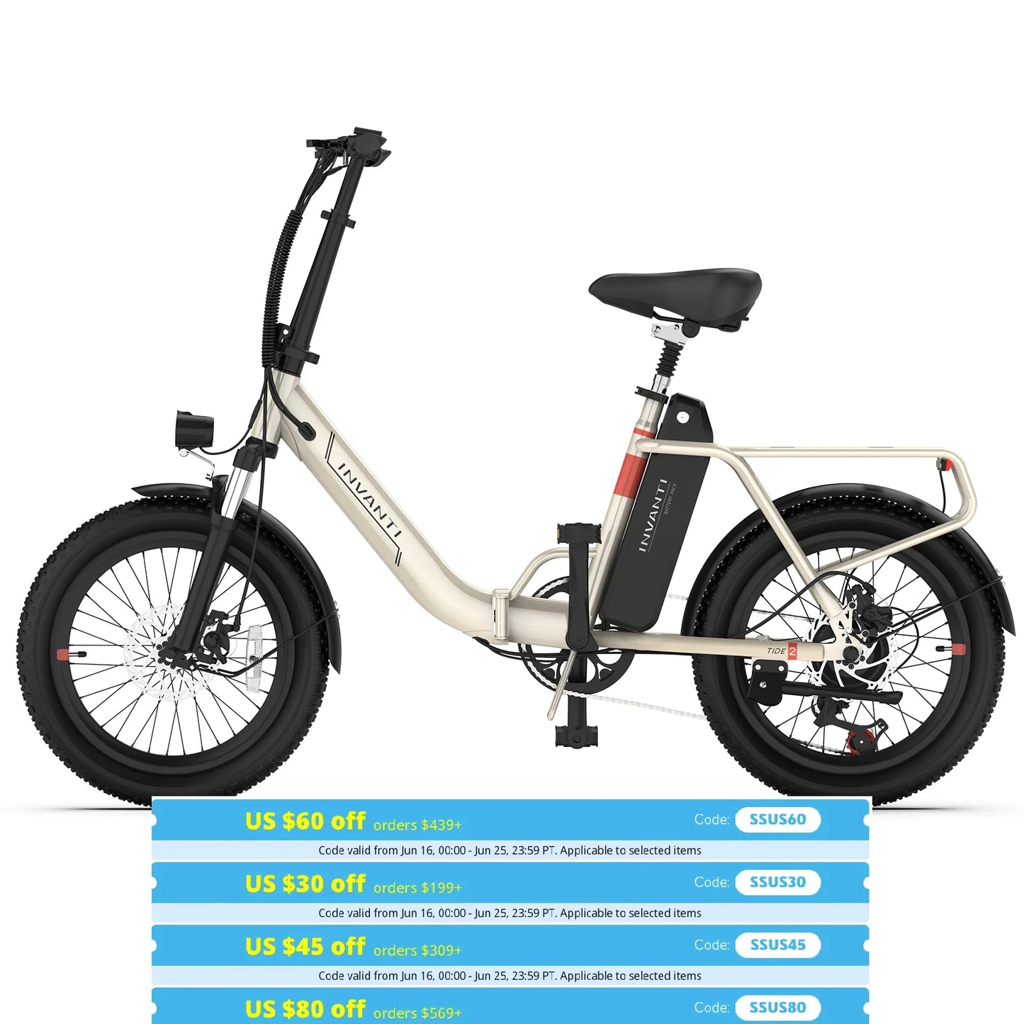 IDE2 20" Folding Electric Bike 500W Motor 48V 10.4Ah Battery