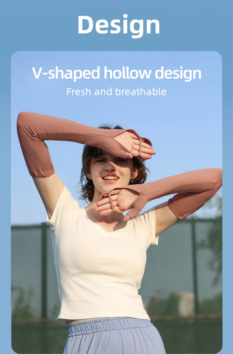 Sun Protection Long Gloves Woman Driving Anti UV Full Coverage Sleeves Ice Feeling Arm CoversUPF50+