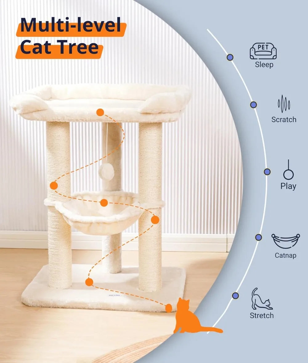 Cat Tree Tower for Indoor Cats, Cat Scratch Post with Large Bed for Maine Coon Big Cats