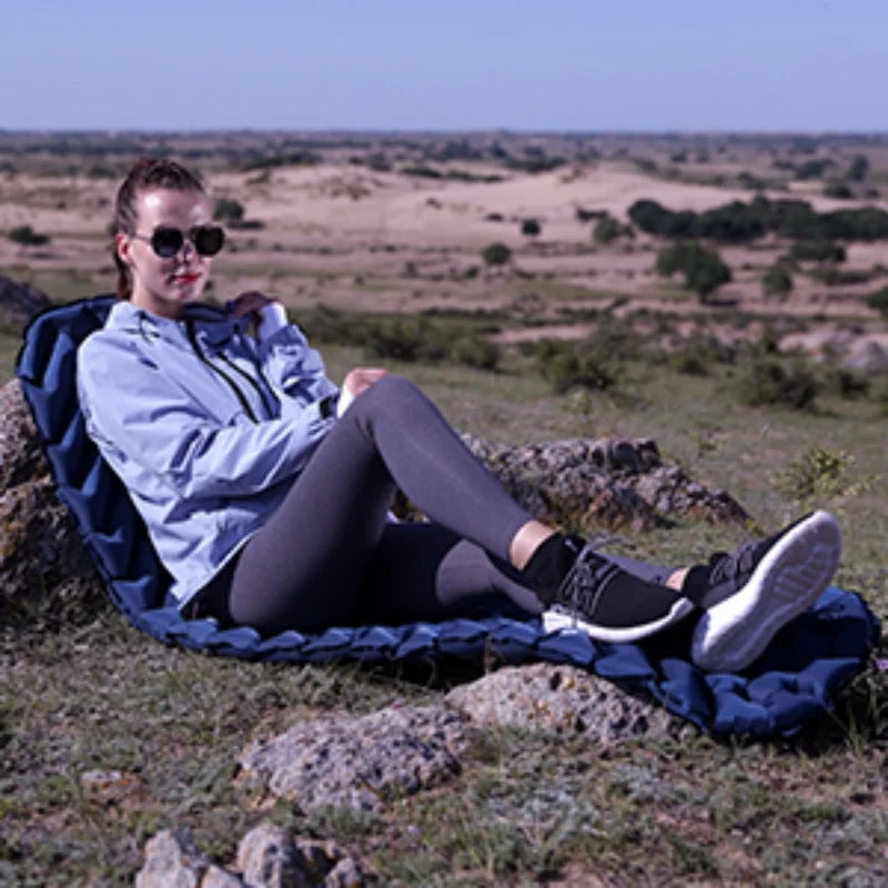 Single inflatable cushion sleeping pad, backpack camping, ultra-light, waterproof and portable