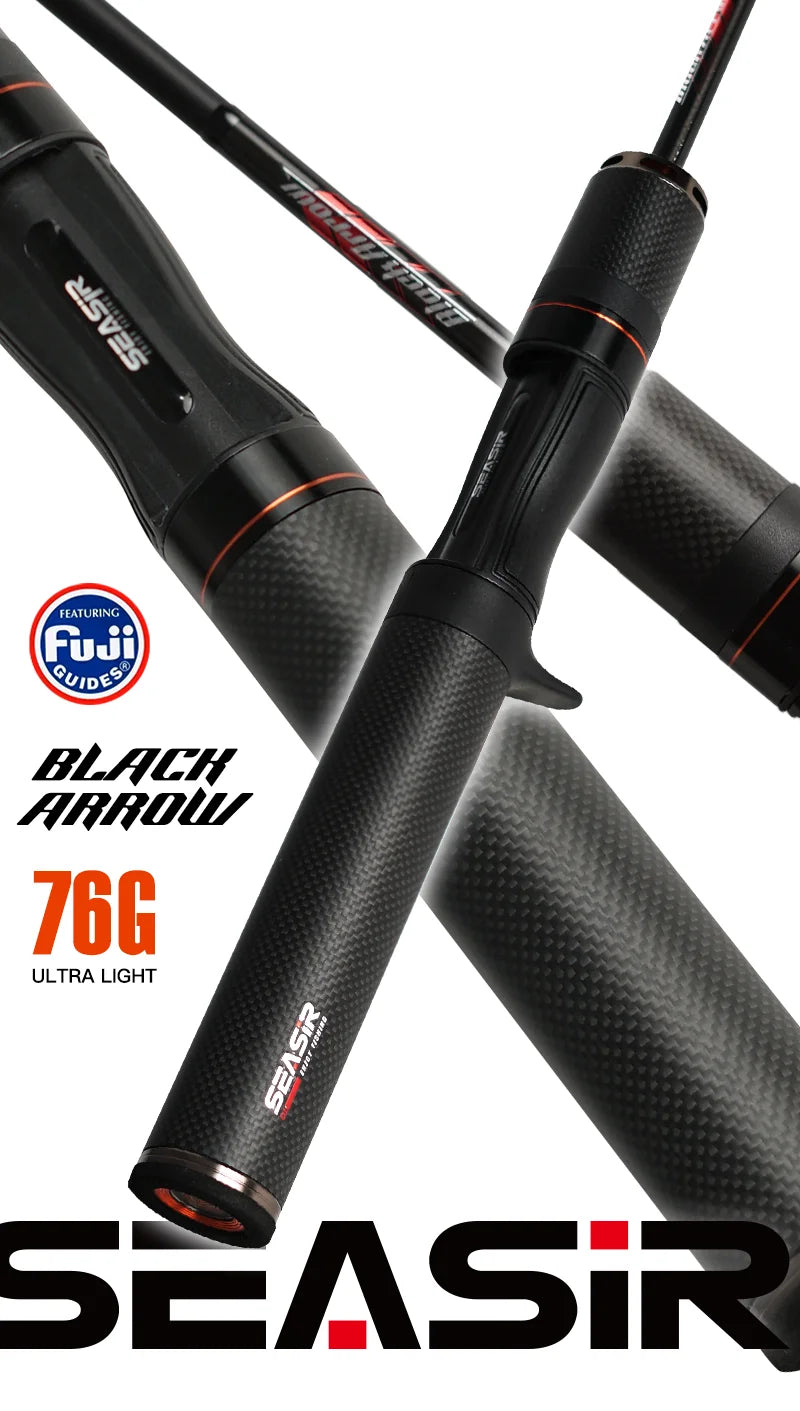 Black Arrow Spining Baitcasting Rod 4.92FT 0.8-10gUL Carbon Fiber FUJI O Guides BFS Two Sections