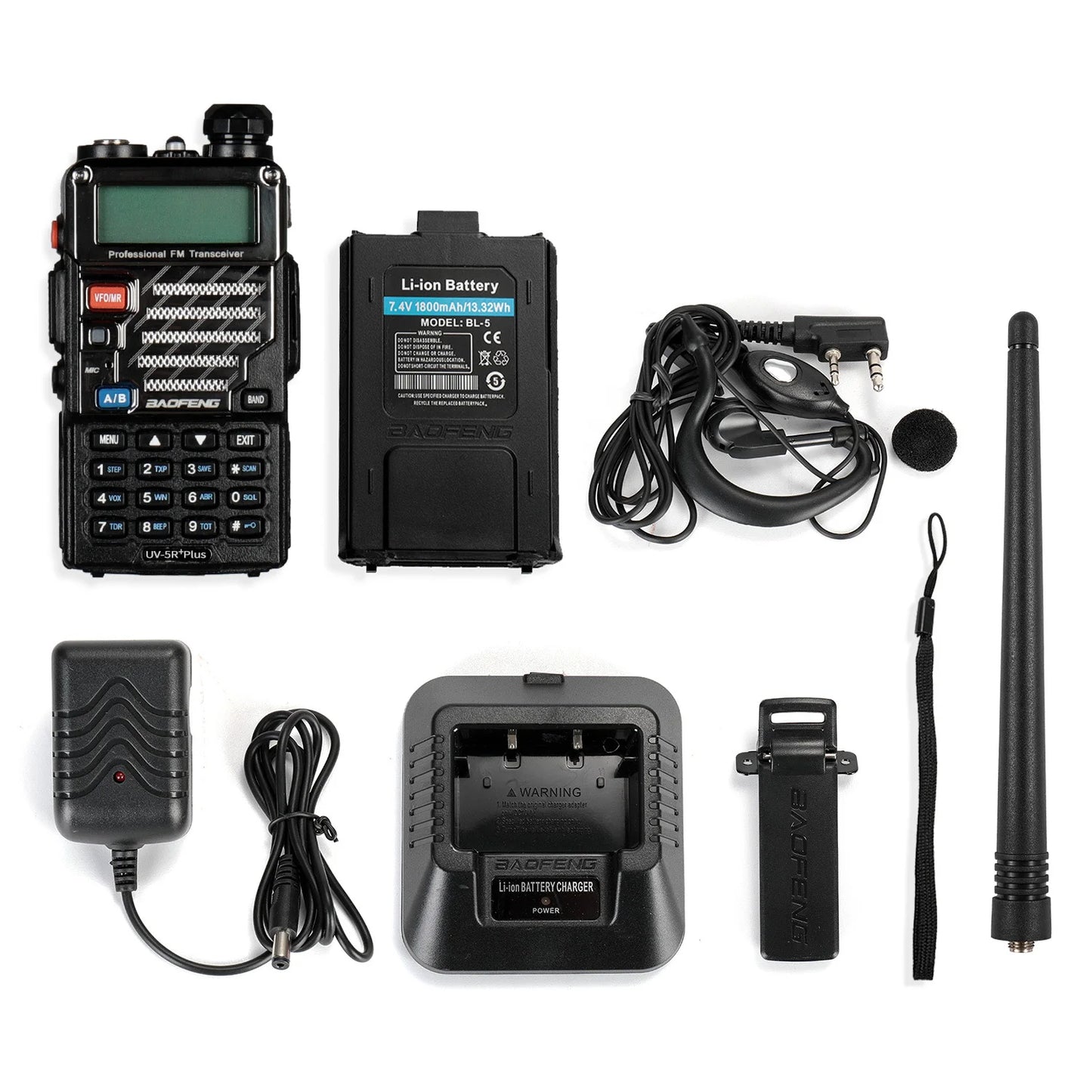 UV-5R+ Plus Two Way Radio, Long Range Adults Rechargeable, Earpiece, Walkie Talkie Outdoors