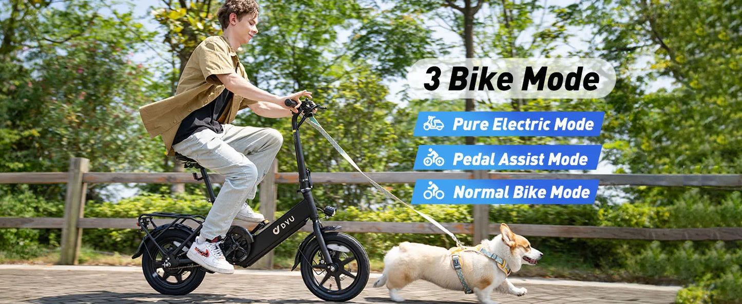 DYU C3-16 Electric Bicycle 500W Peak Motor 36V7.5AH Lithium Battery 16 Inch city E-bike