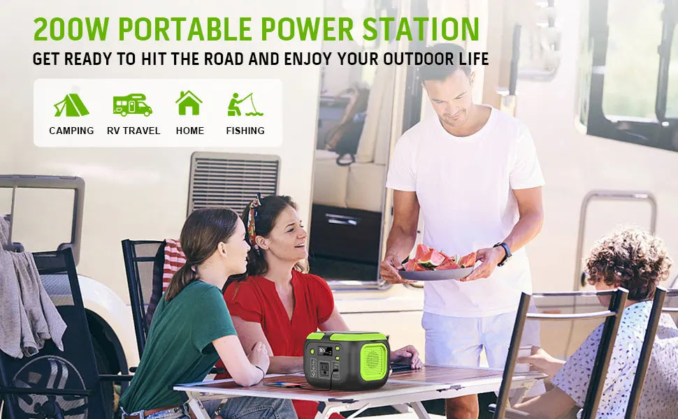 200W Portable Power Station 155Wh Solar Generator 42000mAh Power Bank with AC Outlet 110V, DC, USB