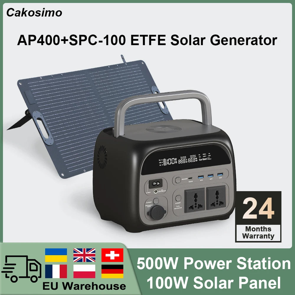 2600W 2048WH Portable Solar Generator 200W ETFE Solar Panel 1000W 500W LifePo4 Power Station
