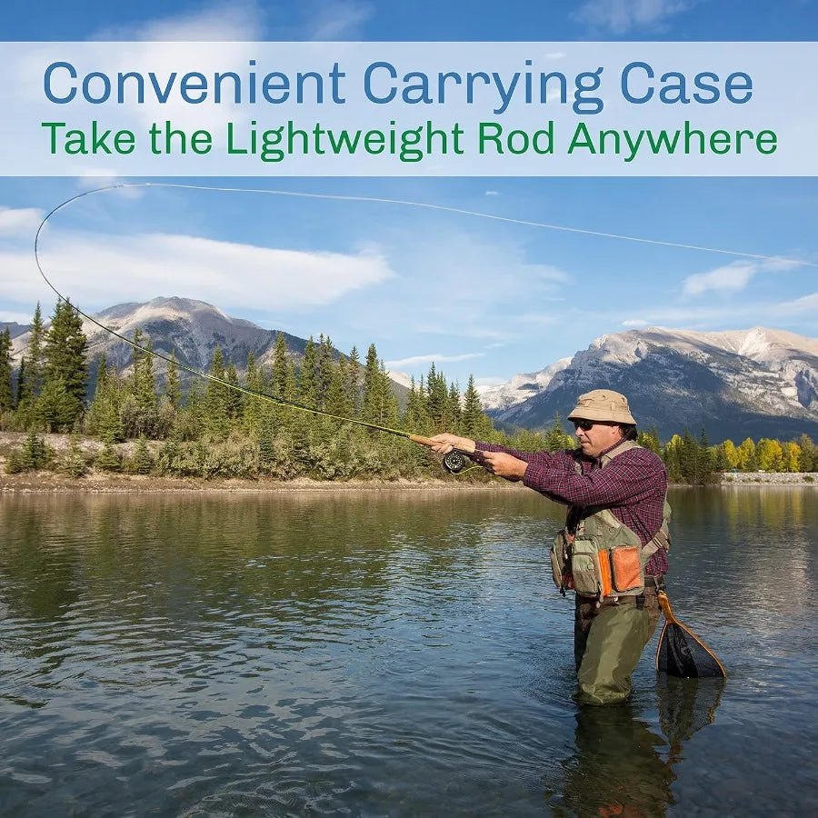 Fly Fishing Rod,Reel Combo, Carrying Case Flies, Fishing Line Angling Adventures,Charter Series