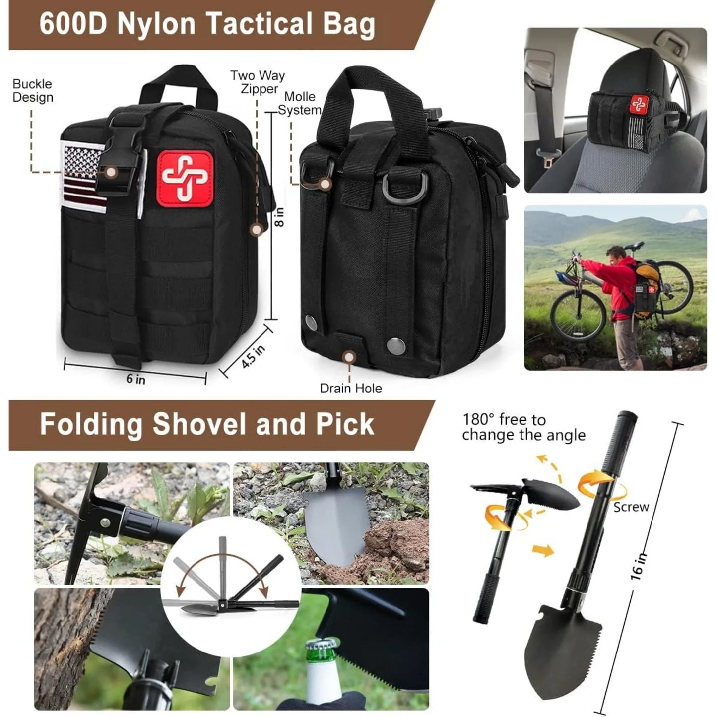238Pcs Emergency Survival Kit, Professional Tool,Tactical Pouch and Emergency Tent for Earthquake