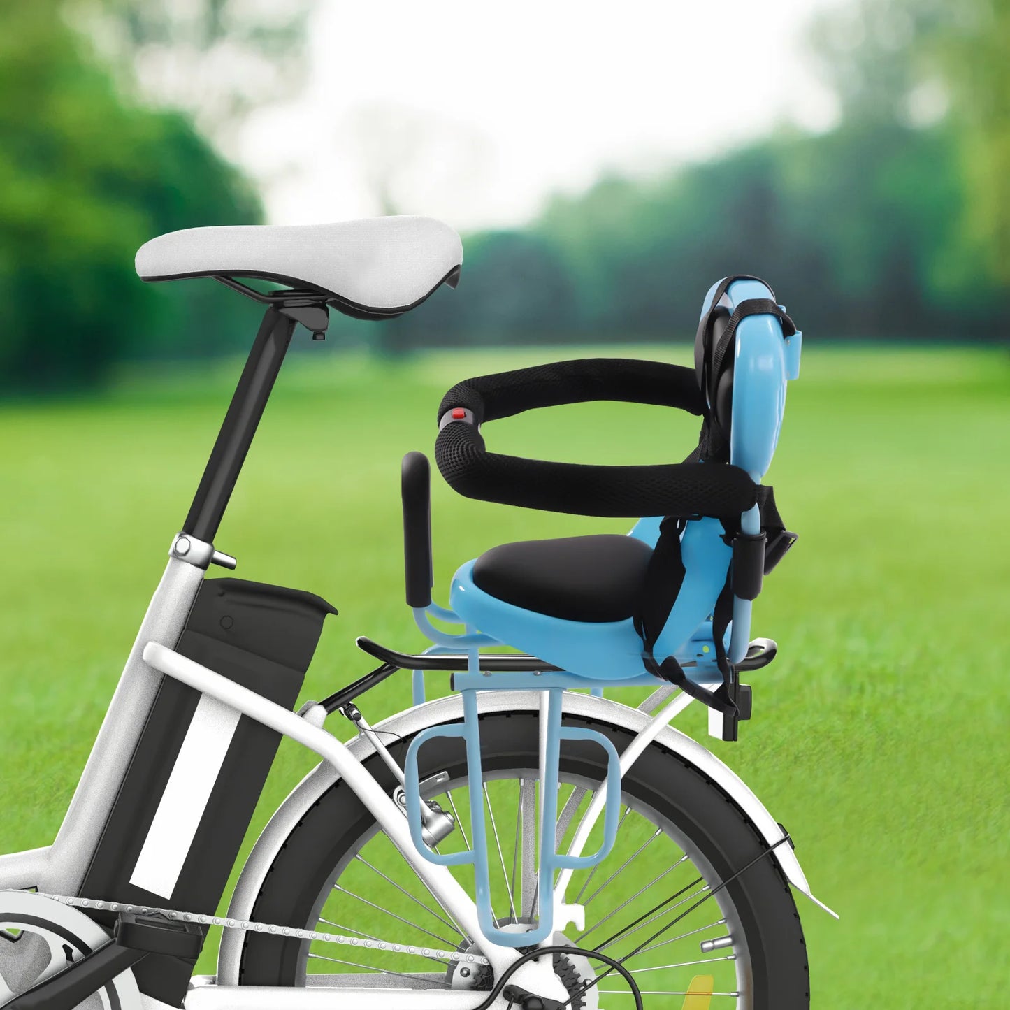 Rear Child Bike Seat Safety, Ages 6 Months - 6 Years Old Universal, Back Fenced Seat Red/Blue