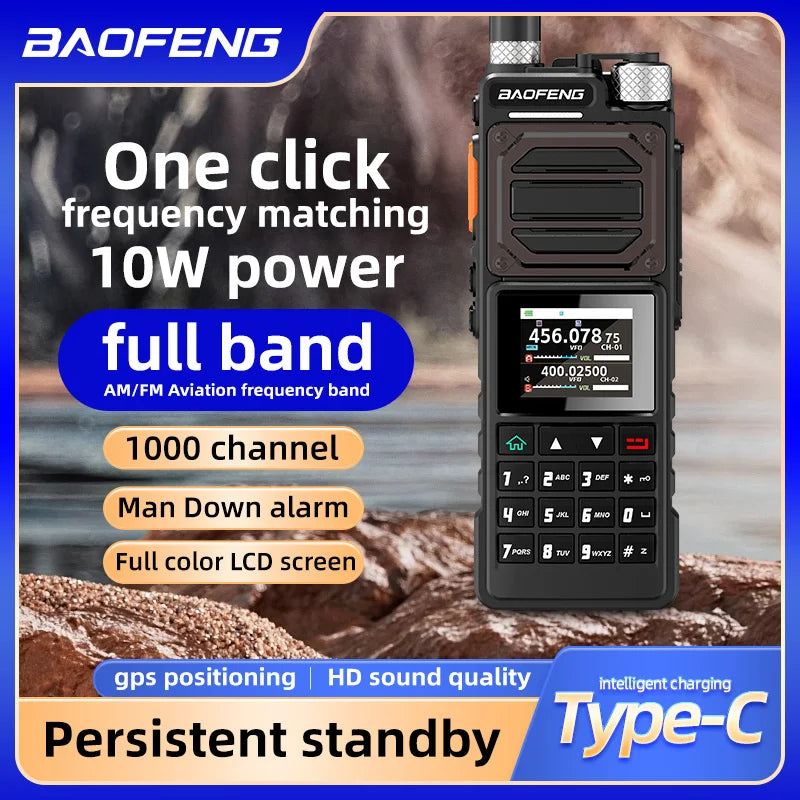 10W Tri-Power Handheld Ham Radio GPS, UHF VHF MW FM Air NOAA Multi-Band Receiver, 5200mAh Battery
