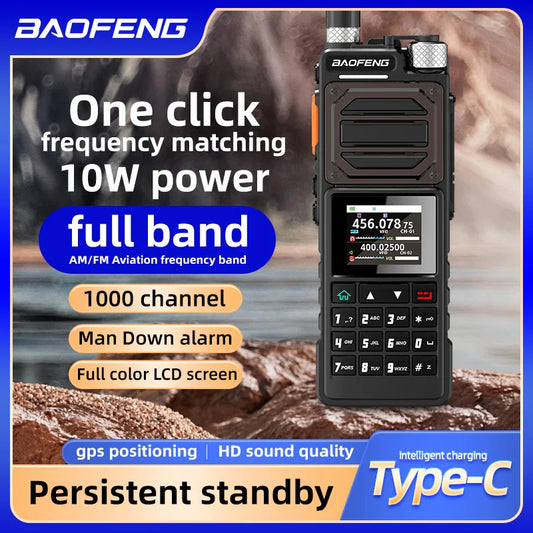 10W Tri-Power Handheld Ham Radio GPS, UHF VHF MW FM Air NOAA Multi-Band Receiver, 5200mAh Battery