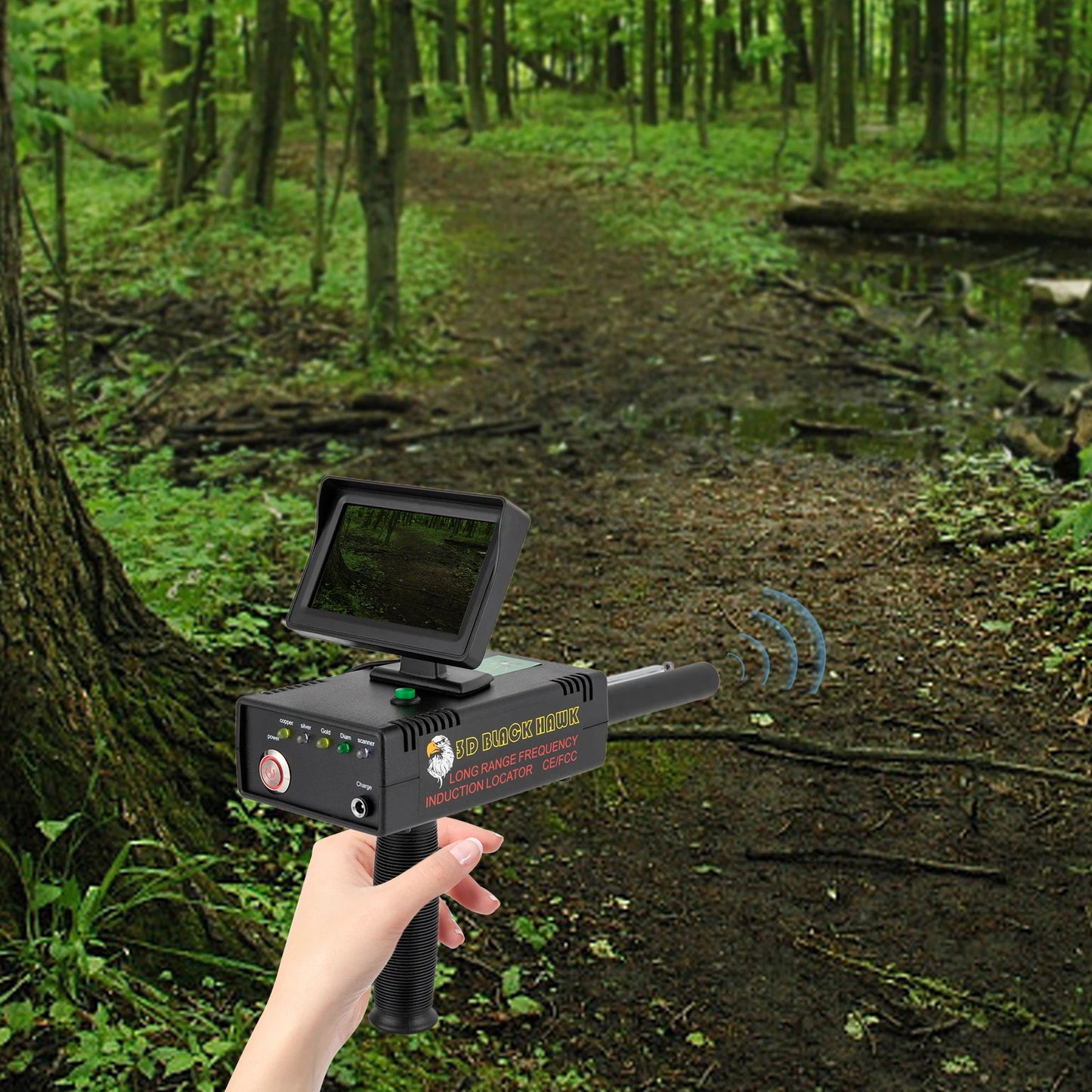Durable Metal Detector with 3937ft Detection Range, 98.4ft Depth, Detects Gold, Silver+ LED Display,