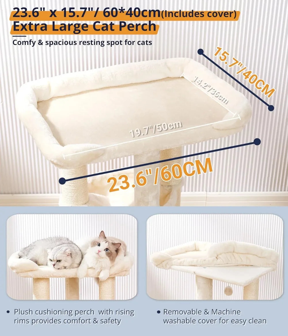 Cat Tree Tower for Indoor Cats, Cat Scratch Post with Large Bed for Maine Coon Big Cats