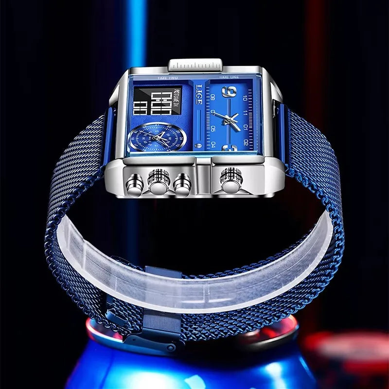 LIGE Digital Watch Sports Double Display Big Fashion Waterproof Electronic cool Relogio Masculino
