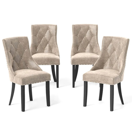 Upholstered Dining Chairs Set of 4 Tufted Wingback Chairs w/ Solid Wood Legs, indoor use