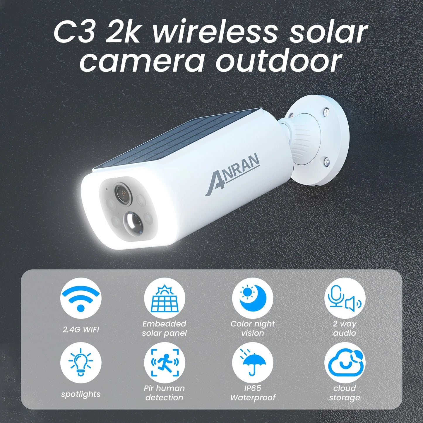 2/3/4 PCS Wireless WIFI Camera 2.4G 3MP Battery Solar SecurityFlood Color Night Vision Local Alarm