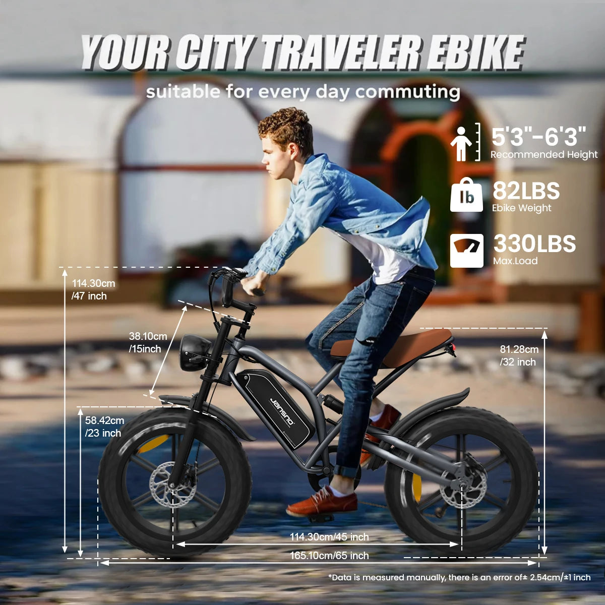 Adults Electric Bike 750/250W JANSNO X50 Removable battery 48V17AH Fat Tire 20" Off Road  25MPH