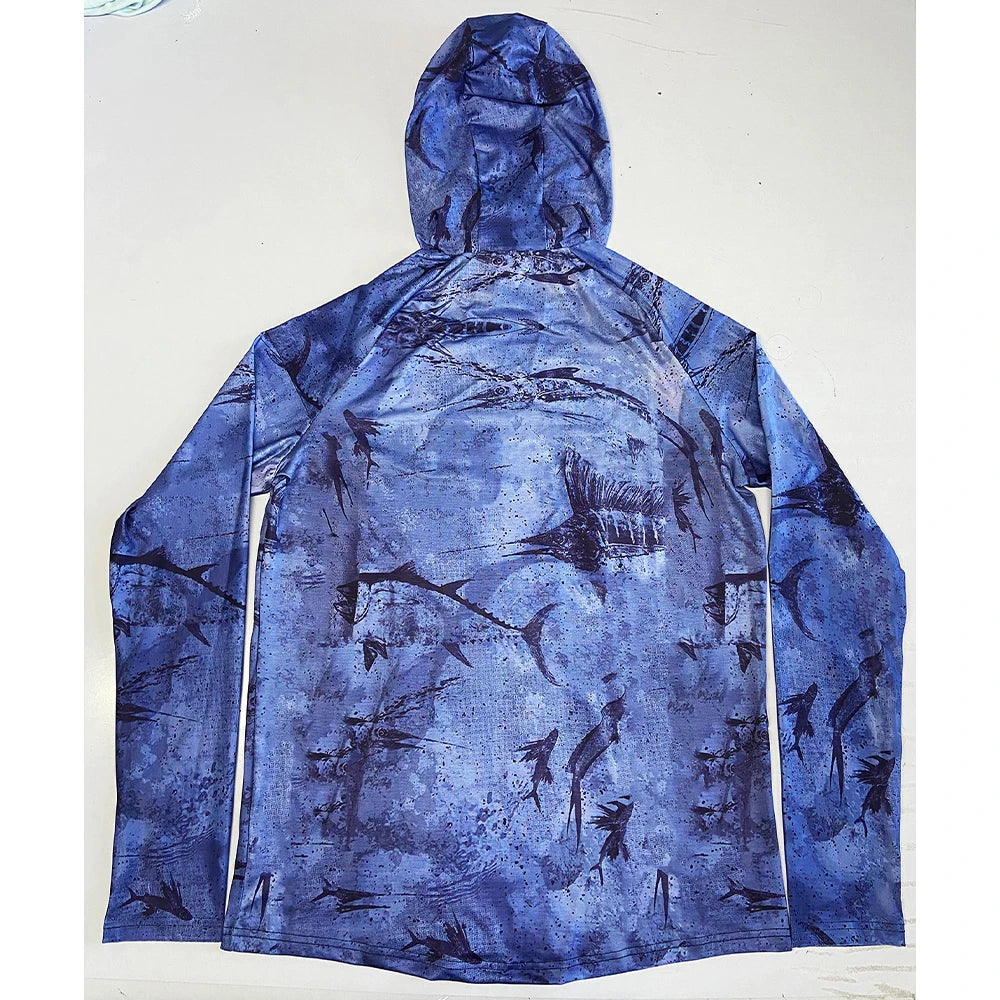 Fishing Hoodie Shirt Sailing Breathable Mask Neck Men Sun Protection Hunting Jersey Fish Gear