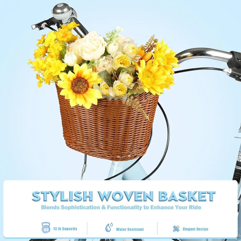 26 Inch Folding Cruiser Bike, 7-Speed Ladies Bike, Basket & Rack, City Commuting's Bicycle