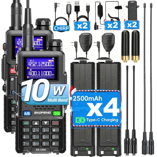5RM MultiBand Walkie 10W Wireless Copy Frequency Type-C Charger 999CH NOAA K5 PLUS,UV-5R UV-5RH Ham
