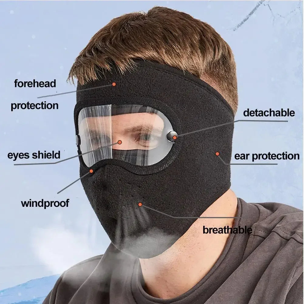 Windproof Anti Dust Full Face Masks Cycling Ski Breathable Eye HD Anti Fog Goggles Hood Cover
