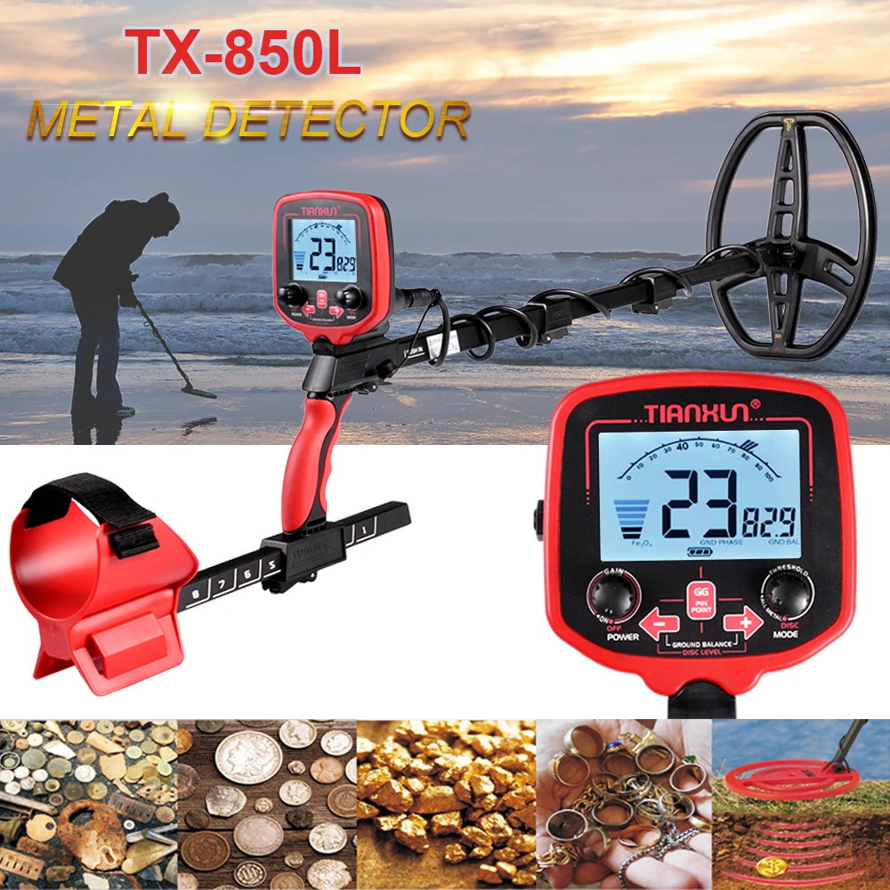 TX-850L Metal Detector Professional Depth Metal Detector High Sensitivity Gold backLight Pinpointer